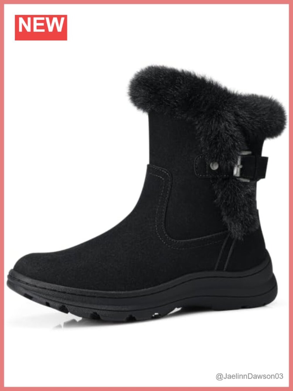 Warm Fur Lined Ankle Snow Boots with Faux Fur for Women Winter